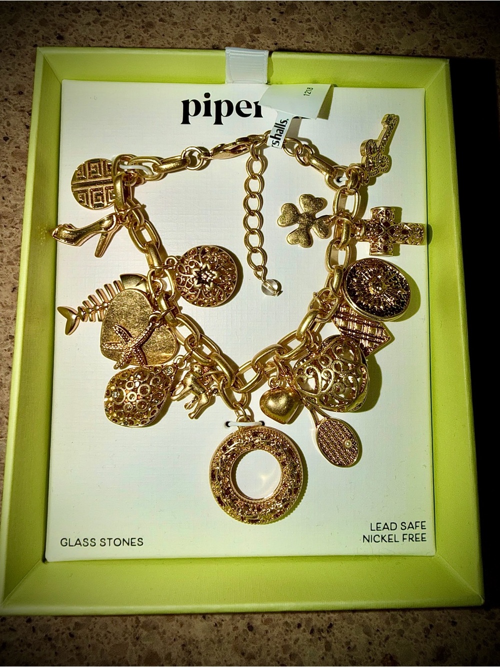 Piper K Gold-Tone Charm Bracelet - Gold Charm Chain Bracelet